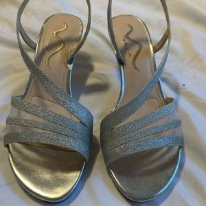 Silver sparkly heels